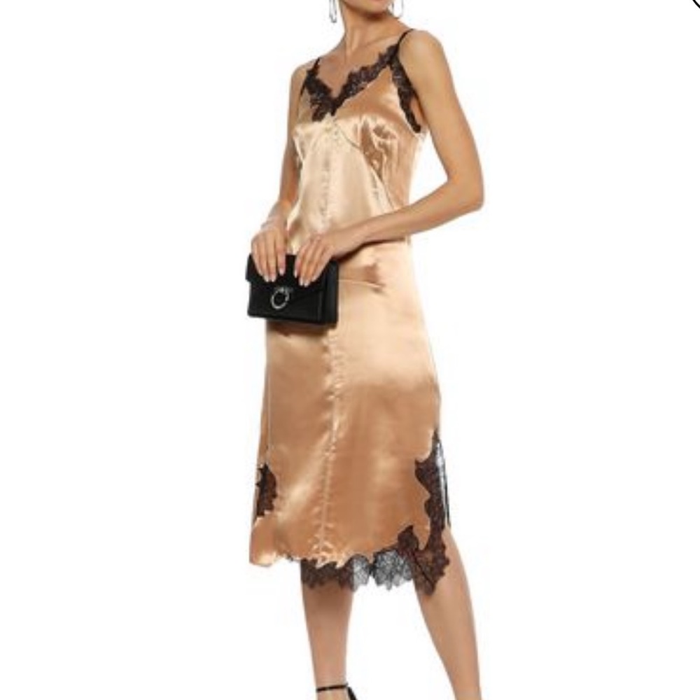 NWT Helmut Lang Lace Slip Dress Gold